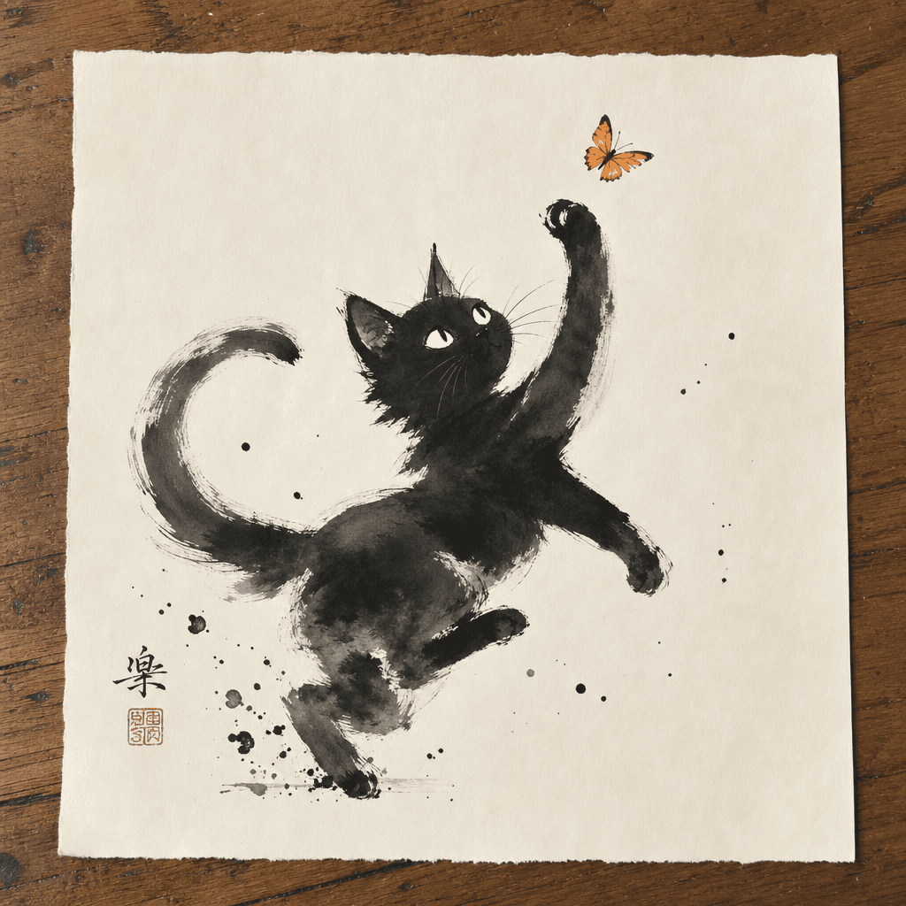 Ink cat painting 1