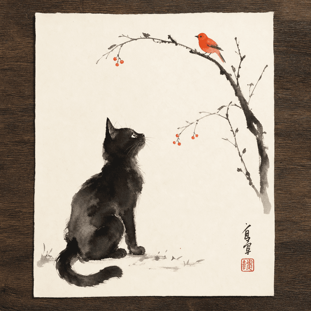 Ink cat painting 2