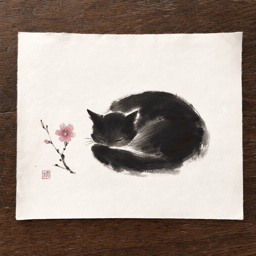 Ink cat painting 3
