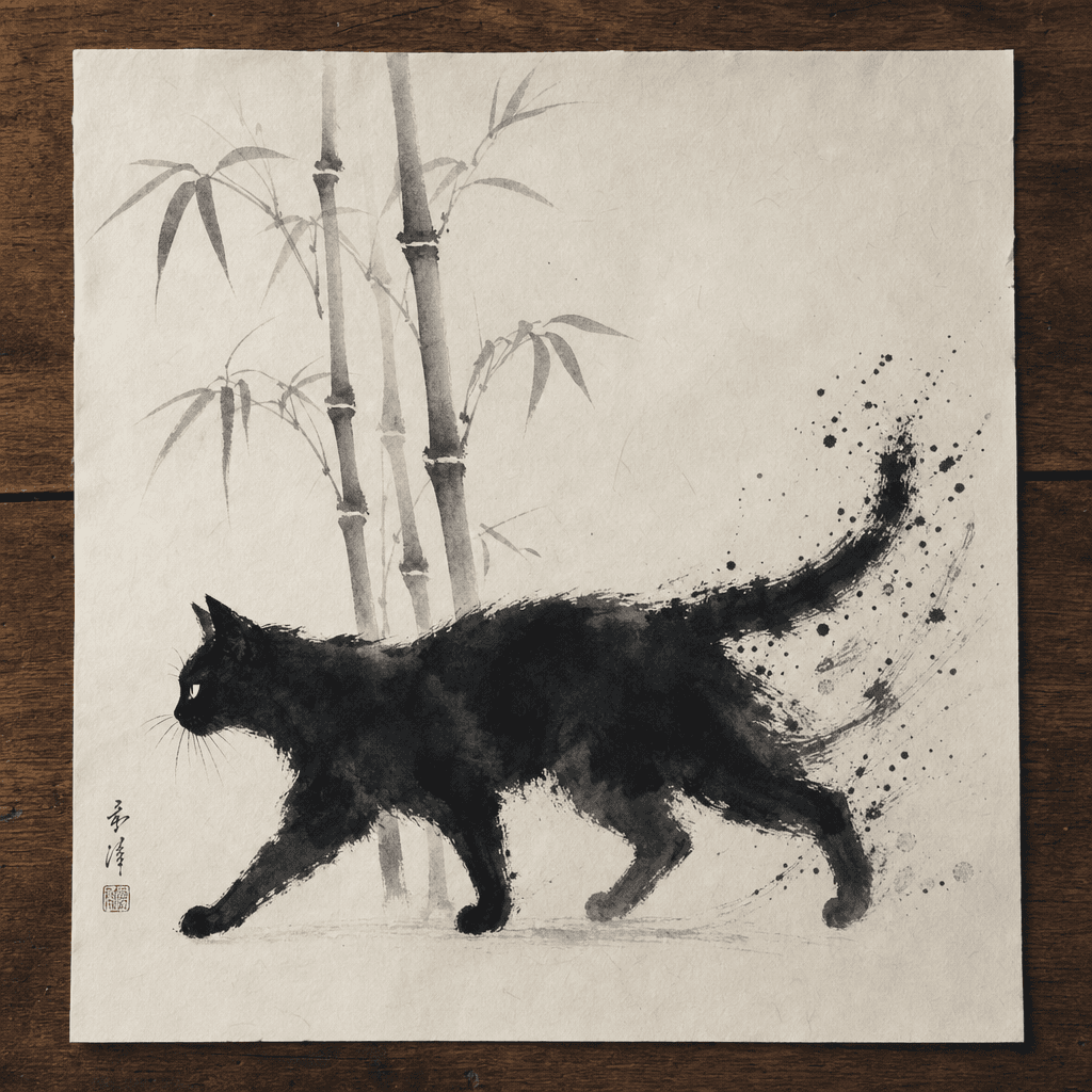 Ink cat painting 4