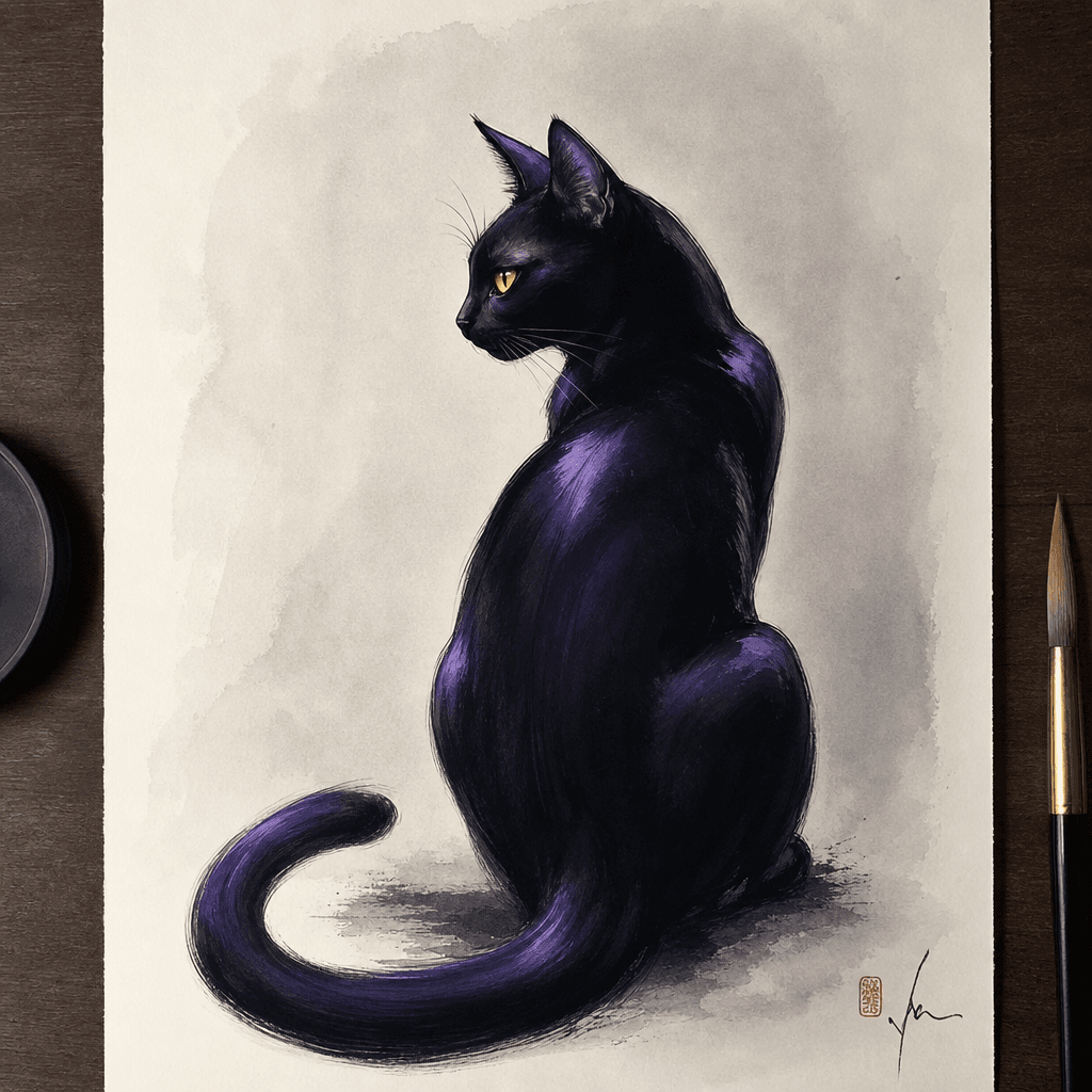 Ink cat painting 5