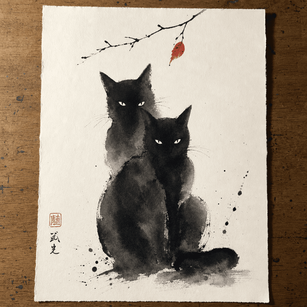Ink cat painting 6