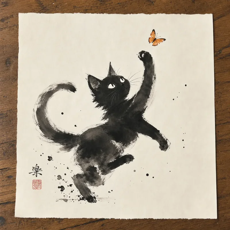 Ink cat painting 1