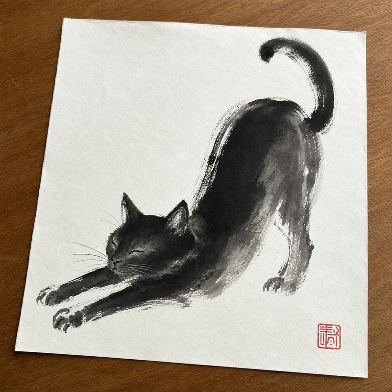 Ink cat painting 8