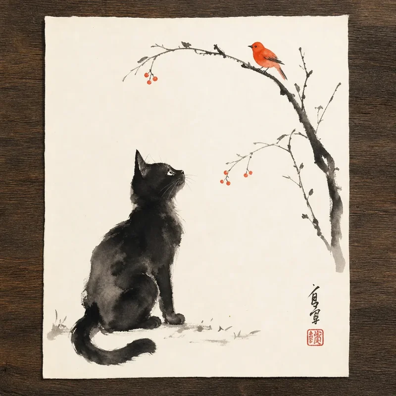 Ink cat painting 2