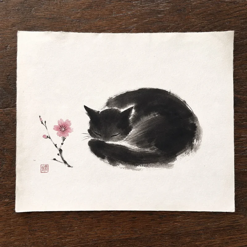 Ink cat painting 3