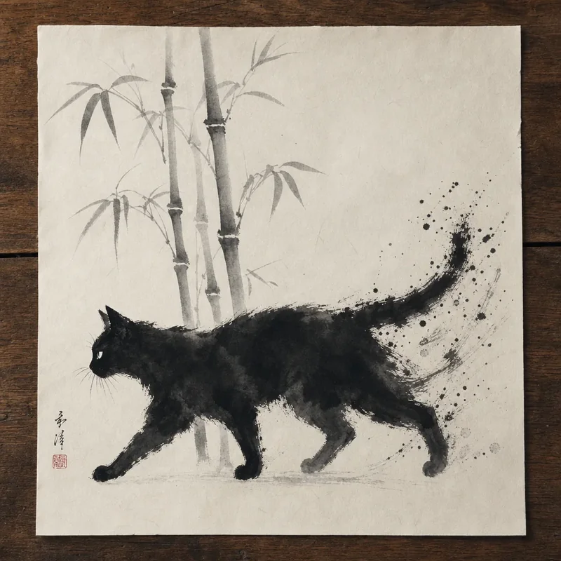 Ink cat painting 4